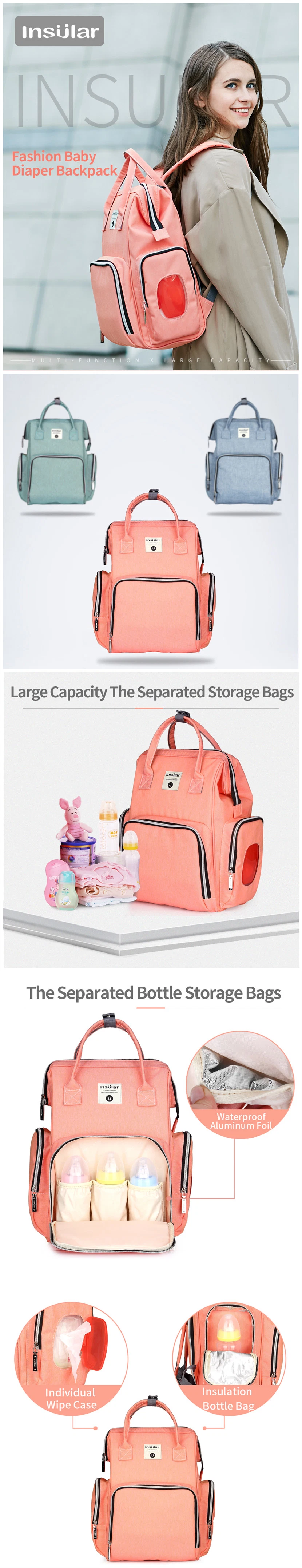 Customize Wholesale Multi-Functional Fashion Leisure Travel Mommy Backpack Mummy Baby Diaper Bag